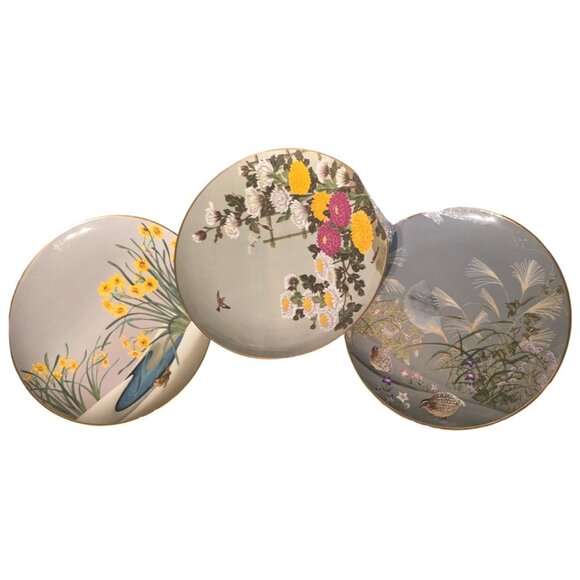3 FRANKLIN MINT COLLECTOR'S PLATES BIRDS & FLOWERS of the Orient 1970s Japan 10” - Picture 1 of 12